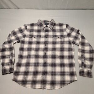 Lucky Brand Button Up Large Mens Shacket Flannel Plaid Workwear Long Sleeve